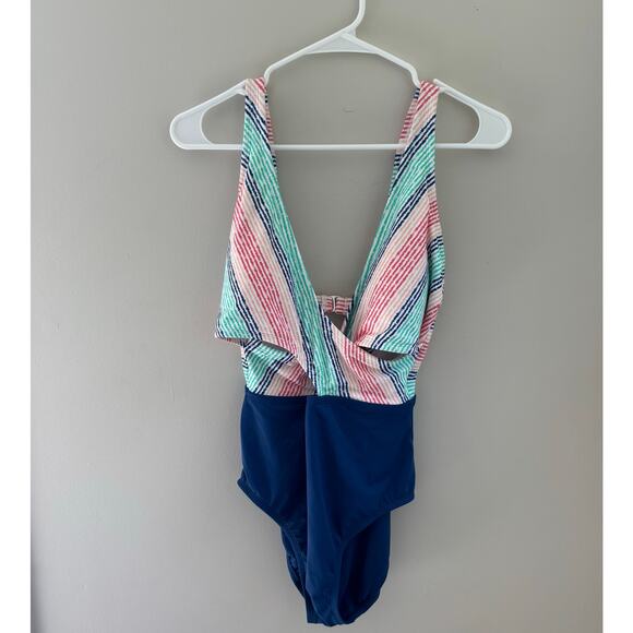 New Beach Betty Miracle Brands Multi-Colored Swimsuit with Cut-Out Size Medium - Picture 2 of 7